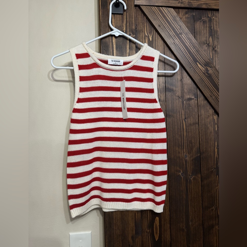 NWT  Red and Cream Striped Knit Top